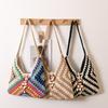 Women's Ethnic-Inspired Crocheted Cotton Bag - Granny Square Beach Tote with Colorful Vacation Style & Versatile Styling