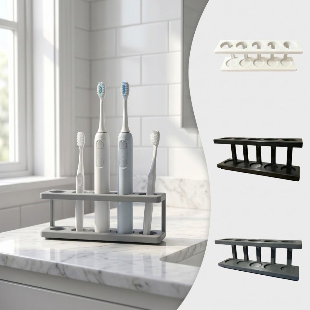 No Drilling Toothbrush Holder Multi-Slot Design Storage Rack Pencil Holder  Bathroom Countertop