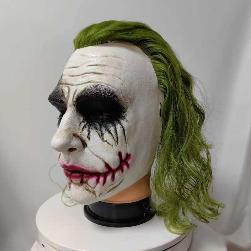 American Movie Clown Latex Mask Heath Ledger Dark Knight Batman DC Jack the Clown Hairpiece