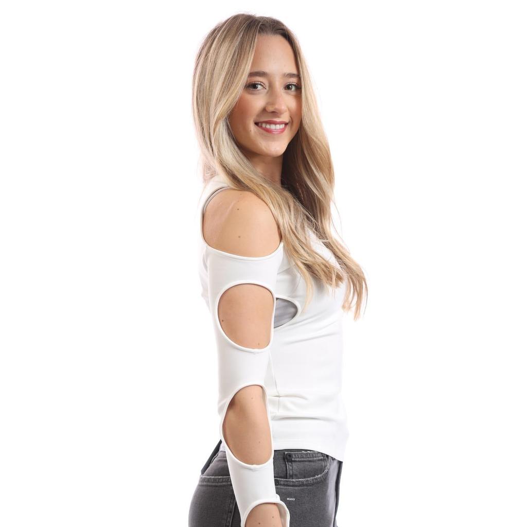 Off White Womens/Ladies Sleek Cut Out Long-Sleeved Top