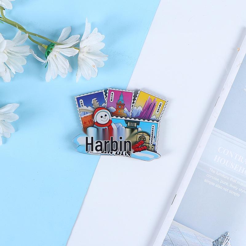 Национальный город Живописный Мультяшный Деревянный Эпоксидный Магнит на Холодильник