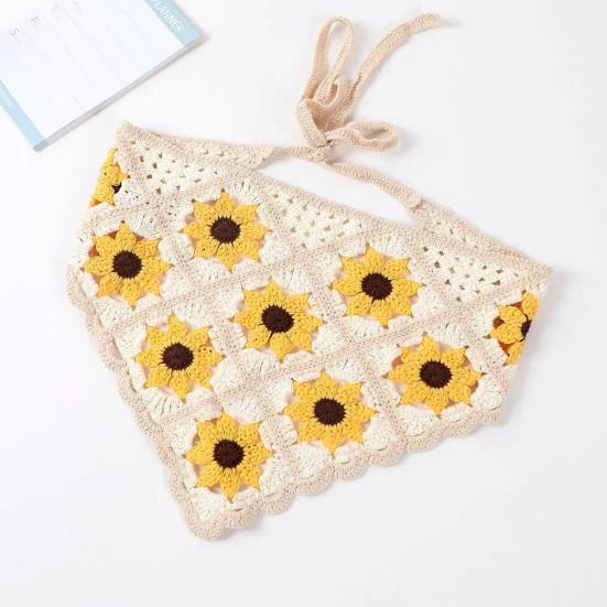 Готический вязаный крючком головной платок с цветочным узором на шнуровке, дышащий эластичный головной убор с растительным узором, аксессуары для волос