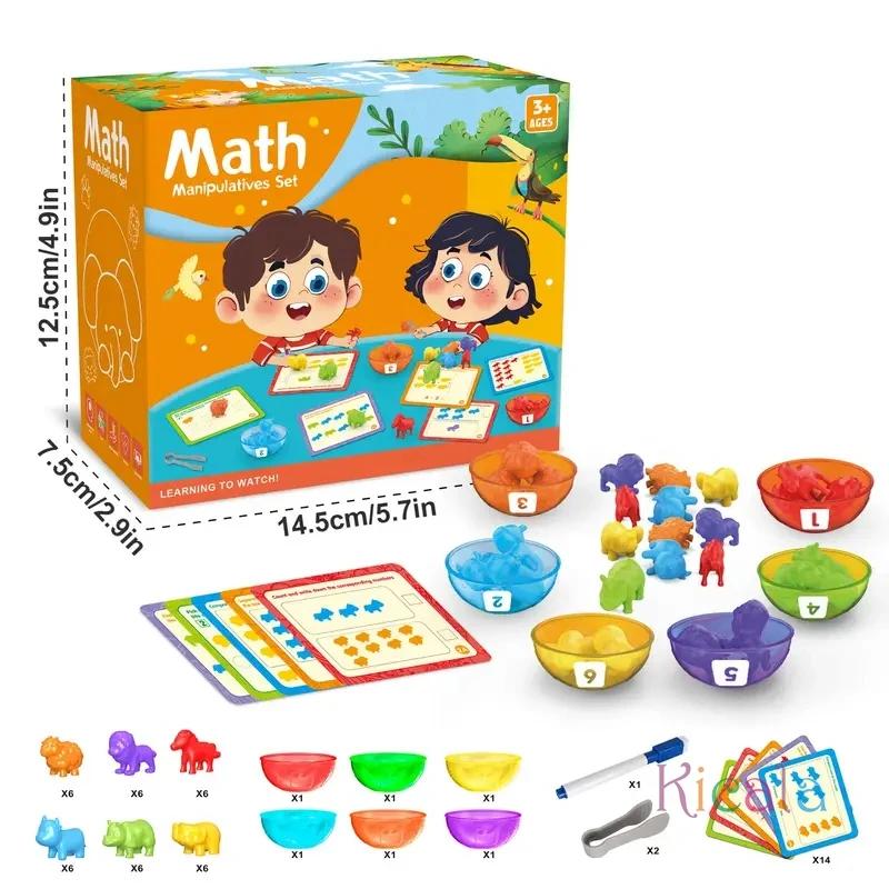 Счет Животных Игрушки Игры на Сопоставление STEM Образовательная Обучающая Игрушка Сортировка по Цвету Башня для Нанизывания Сенсорные Игрушки Подарок на День Рождения
