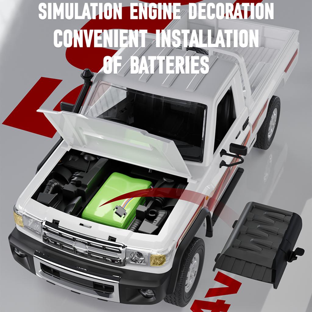 Remote Control Car, 2.4GHz Electric Vehicle with LED Lights, 1:14 Scale Rechargeable Pickup Truck