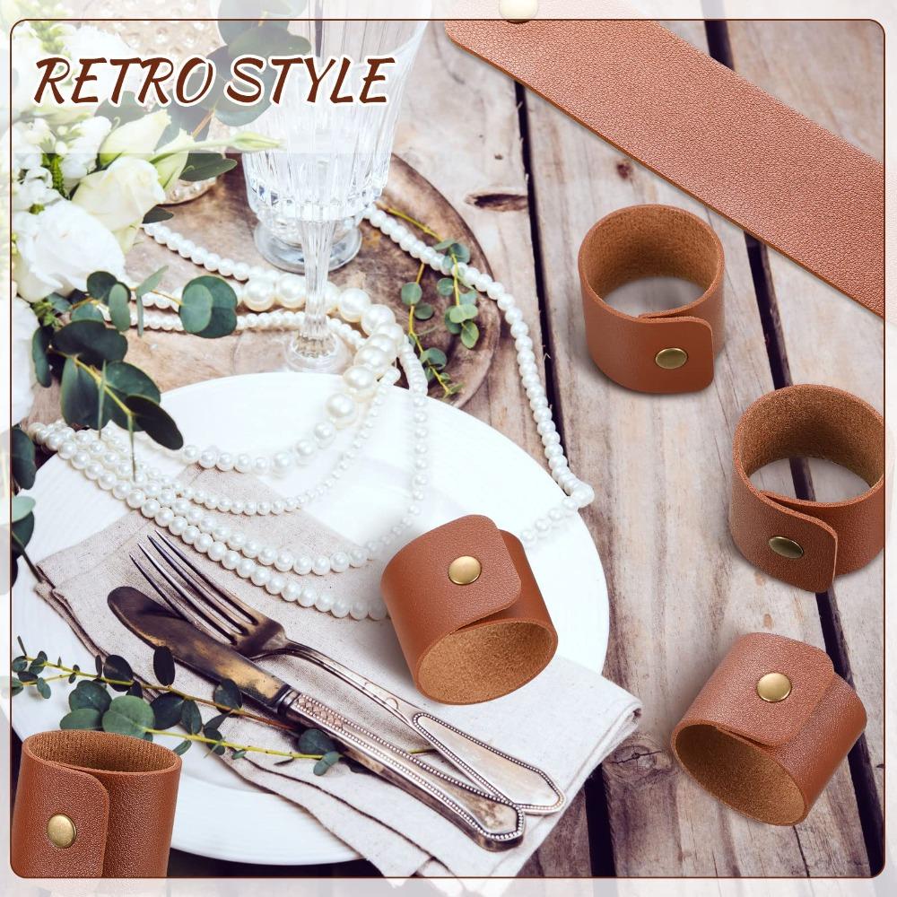 12Pcs Handmade Napkin Rings Faux Leather Napkin Ring Holders Napkin Ring Buckles  Family Gatherings