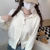 Women's Gray Zip-Up Hooded Knit Cardigan – Pure & Sexy Style, Autumn Short Sweater Top