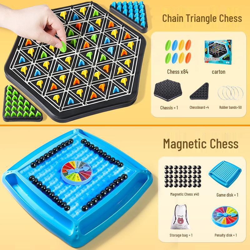 Triangle Chess Rubber Band Toy - Kids' Geometric Thinking Game for Intellectual Development and Parent-Child Interaction