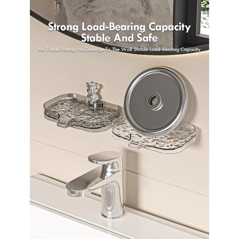 Мыльница для ванной комнаты, не перфорированная, настенная, с дренажем и местом для хранения, мыльница, прозрачная, с узором «ледник», полка для ванной комнаты