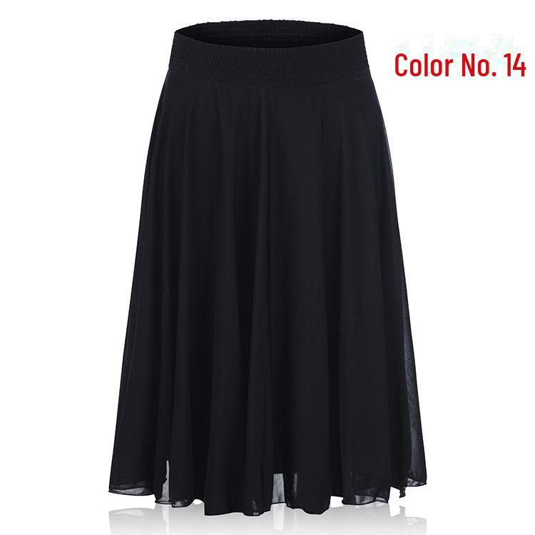 Women's Summer Floral Ice Silk Pleated Skirt - Mid-Length with Elastic Waist