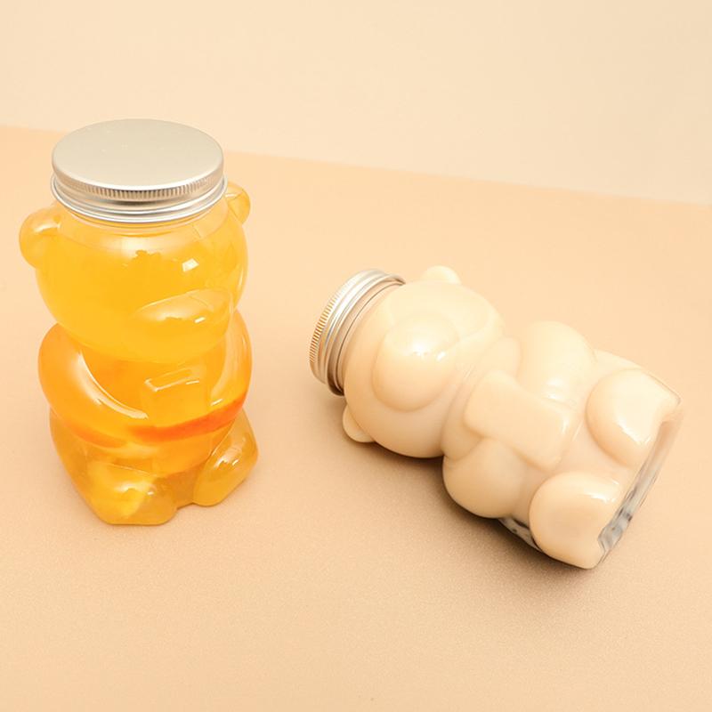 Бутылка для воды Kawaii Bear объемом 500 мл для молока, чая, кофе, сока, портативная прозрачная бутылка для напитков с крышкой