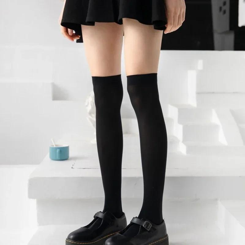 Студенческие носки милые однотонные бархатные JK гольфы, компрессионные носки для похудения ног и увлажнения, гольфы выше колена, студенческие носки
