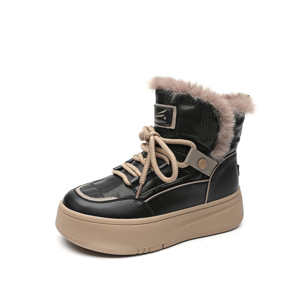 Зимняя женская обувь с толстой подошвой, флисовой подкладкой, высокие ботинки для отдыха с круглым носком, хлопковые зимние сапоги, модные женские хлопковые сапоги, теплые