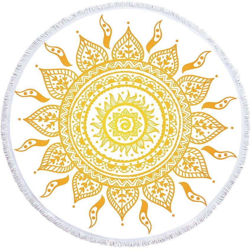 Круглое пляжное полотенце с геометрическим узором «Мандала» с кисточками из микрофибры «Богемия», банное полотенце для душа для взрослых, коврик для пикника и йоги, одеяло, накидка