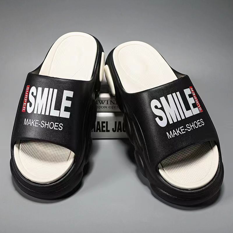 Модные мужские тапочки Модные тапочки для ванной Комфортная домашняя обувь С открытым носком Толстая мягкая подошва Дышащие Плоская платформа Комнатные тапочки