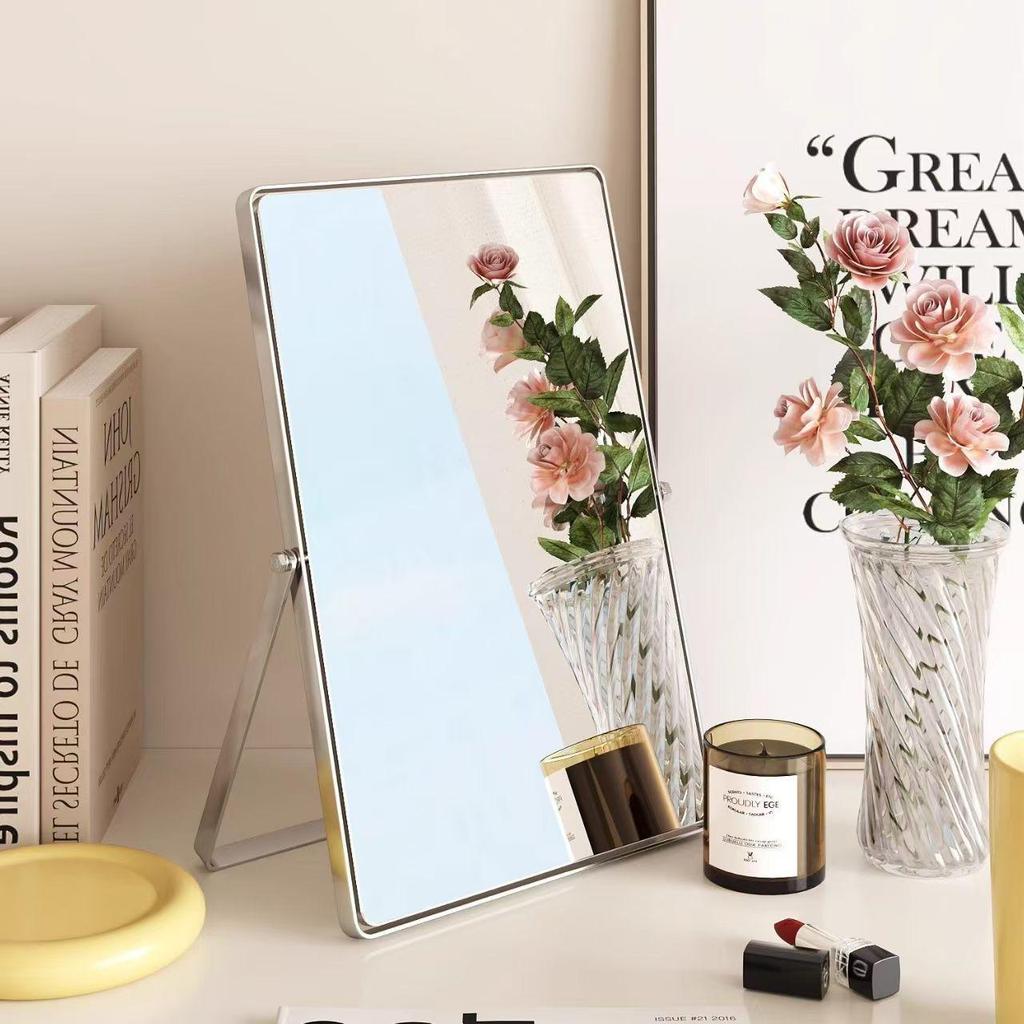 Большое квадратное ретро зеркало для туалетного столика из кованого железа - Серебристая отделка