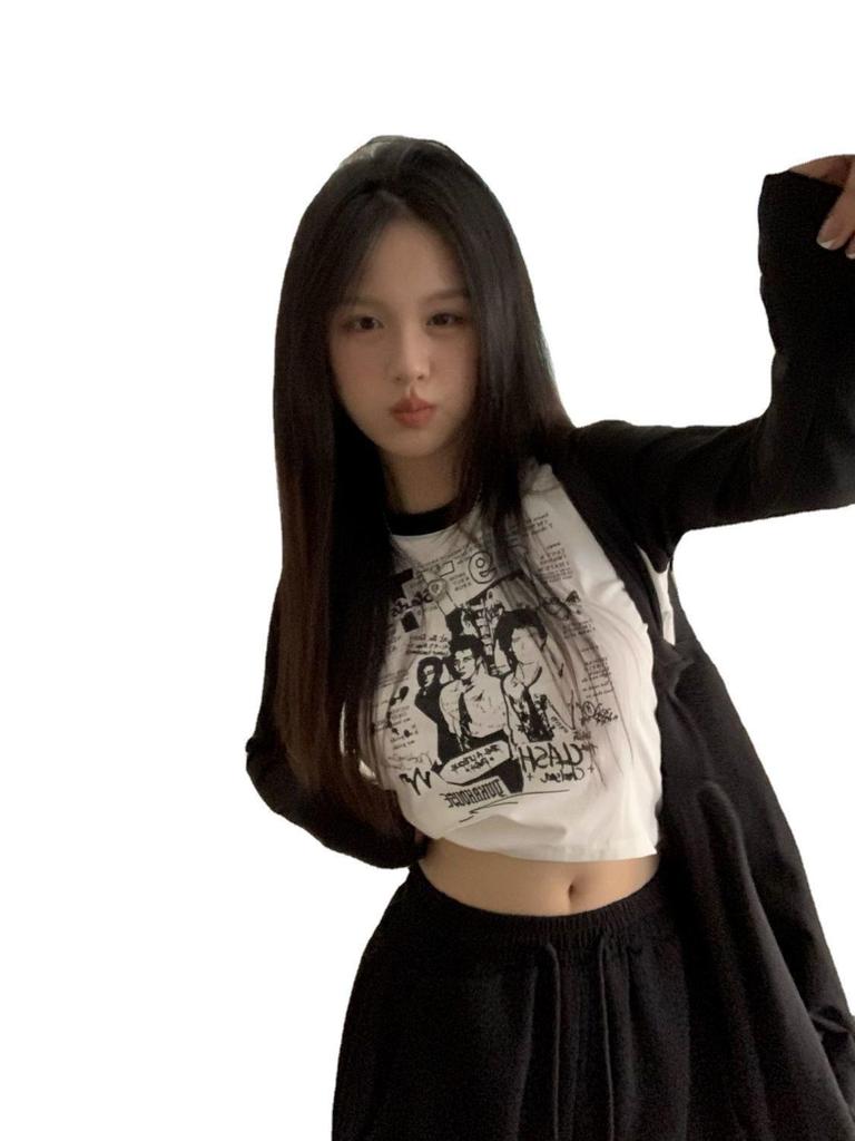 Женская приталенная футболка с длинным рукавом в стиле ретро, с цветными блоками