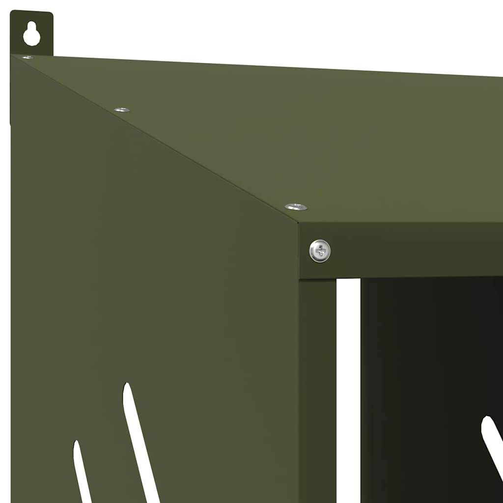 4 Compartment Chicken Nesting Box in Olive Green Metal