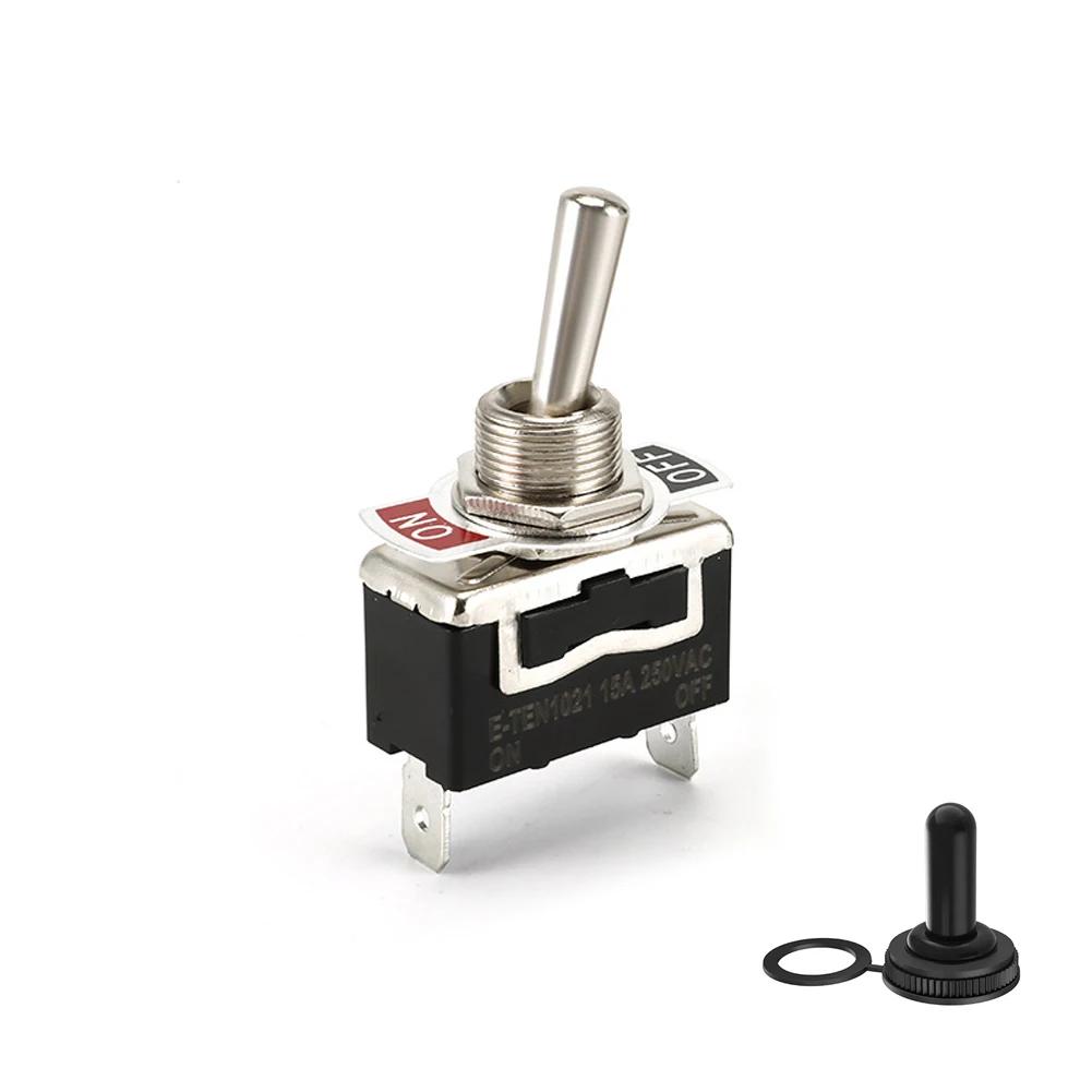 Тумблеры SPST ВКЛ/ВЫКЛ с клеммами DC12V-24V, 2 контакта, 2 положения, автомобильный тумблер-качалка с водонепроницаемым колпачком для лодки