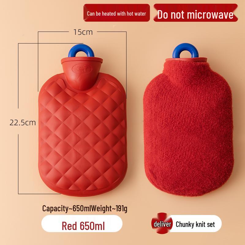 Winter Mini Plush Hot Water Bottle Hand Warmer, Explosion-Proof, Anti-Scald, Small Size for Women