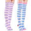 [LittleForBig] Cute Long Socks, Ice-Colored Stripes, Coral Fleece Socks, 2 Pairs