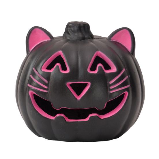 Halloween Pumpkin Lantern Light Up Pumpkin Ornament with Spooky Curved Face for Halloween Party Indoor Outdoor Decor