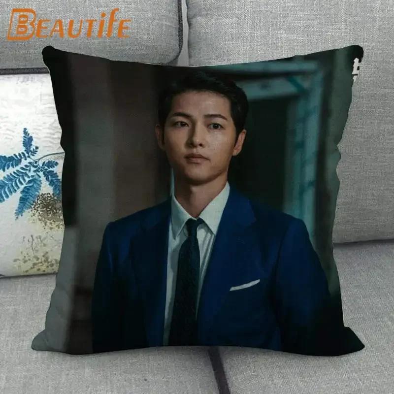 45X45 см Vincenzo Song Joong Ki KPOP наволочка с квадратной молнией, хлопковая льняная ткань, наволочки для спальни, дома, декоративный подарок