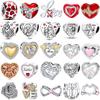 New Heart-Shaped Charms Copper Flower Forever Love Beads Fit Original Bracelets Necklace For Women Diy Jewelry Gift