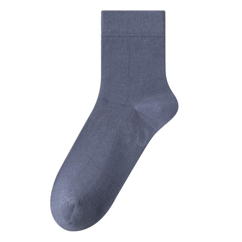 All-cotton Men's Mid-calf Socks for Autumn, Solid-color Socks, Anti-odor and Antibacterial Business Long Socks, Pure Cotton for Autumn and Winter