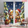 2pcs,2D Plane Printing Popular Curtains Christmas Bear (2) Versatile Polyester Fabric (without Rod) Outdoor Decorations Ldeal