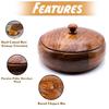 Wood Serving Casseroles Hand Carved Roti Storage Container Chapati Box, Hot Pot, Casserole, Roti Dabba with Lid for Kitchen