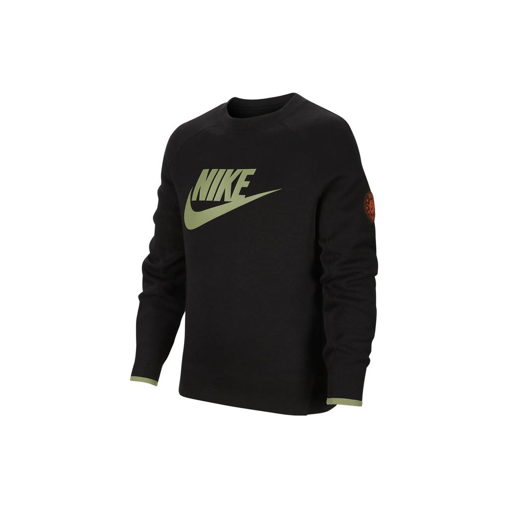Nike Детская уличная толстовка с круглым вырезом и буквенным принтом, повседневная, с длинным рукавом, детские топы, черный цвет FV3999-010