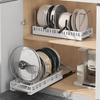 Under-Sink Pull-Out Pot and Lid Storage Rack with Chopping Board Divider
