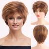 Синтетический золотисто-коричневый блонд смешанный парик короткие волнистые пушистые парики для женщин ежедневный искусственный парик с челкой высокотемпературное волокно