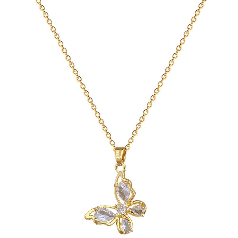 Ожерелье с подвеской в виде бабочки из белого циркония для женщин