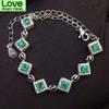Meibapj Real Natural Emerald Gemstone Bracelet 925 Sterling Silver Green Stone Bangle For Women Fine Wedding Jewelry