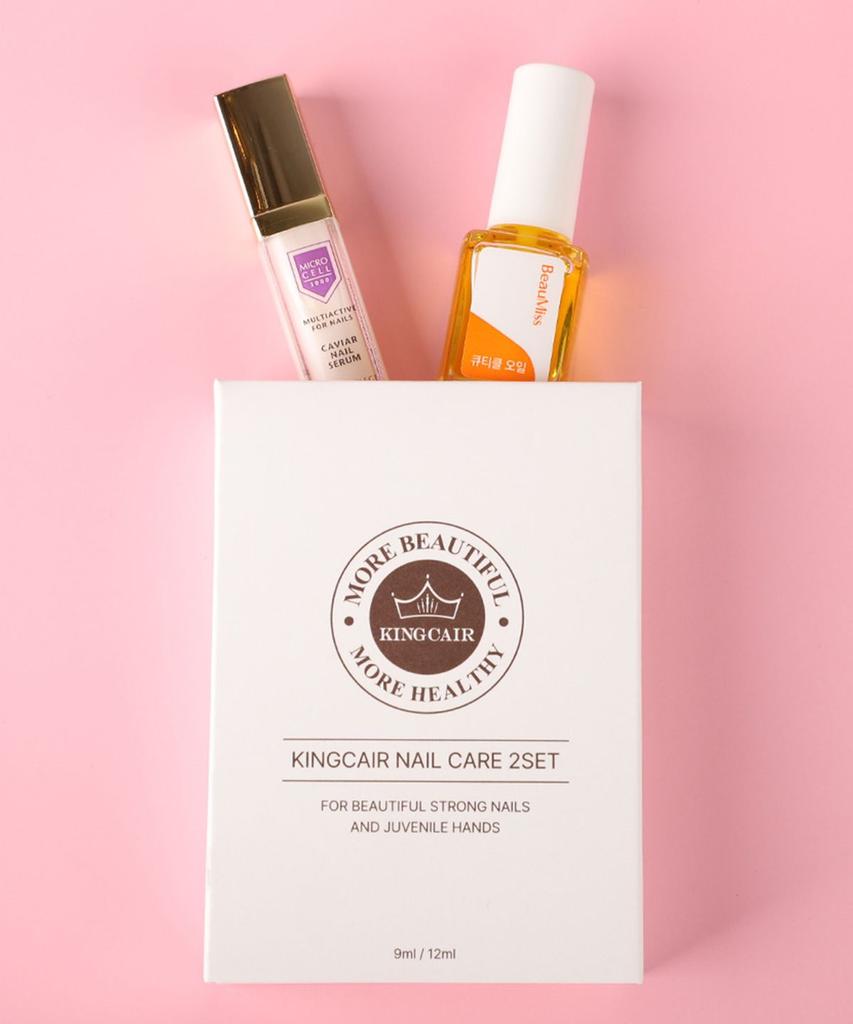 King Care Microcell Caviar Nail Serum + Bomis Nail Vitamin Oil Nourishing Cuticle Gift 2-Piece Set