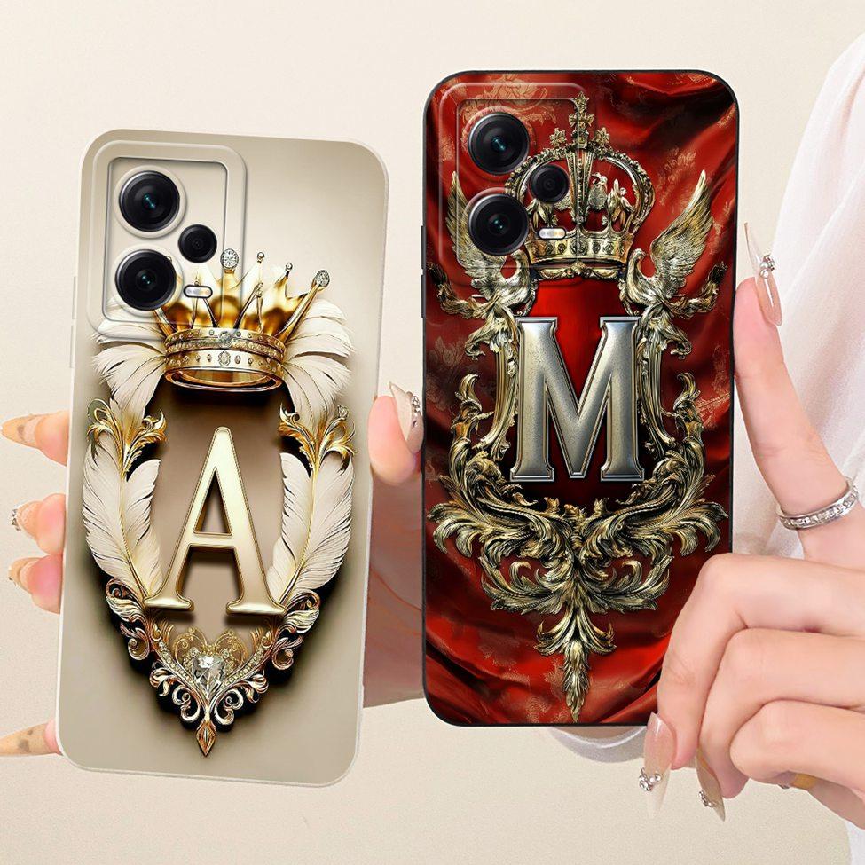 Для Xiaomi Poco X5 5G Чехол-крышка Роскошный A-Z Буквы 2D Расписной Силиконовый Корпус Телефона Для PocoX5 5G 22111317PG 22111317PI