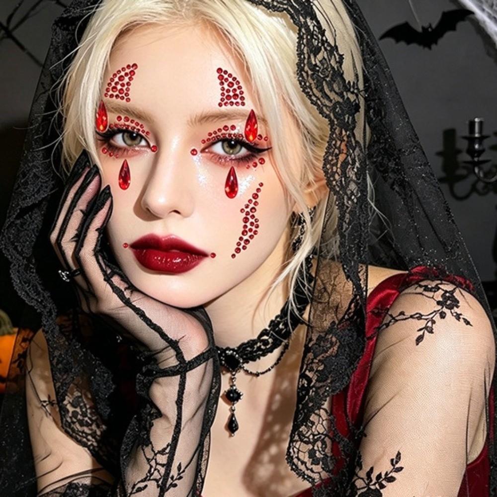 Rhinestone Bedazzling Face Eye Jewels Sticker Makeup Face Gem Sticker Ghost Festival