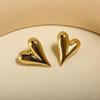 Серьги-пусеты в форме сердца из нержавеющей стали с 18-каратным золотым покрытием - Модные и изысканные женские украшения