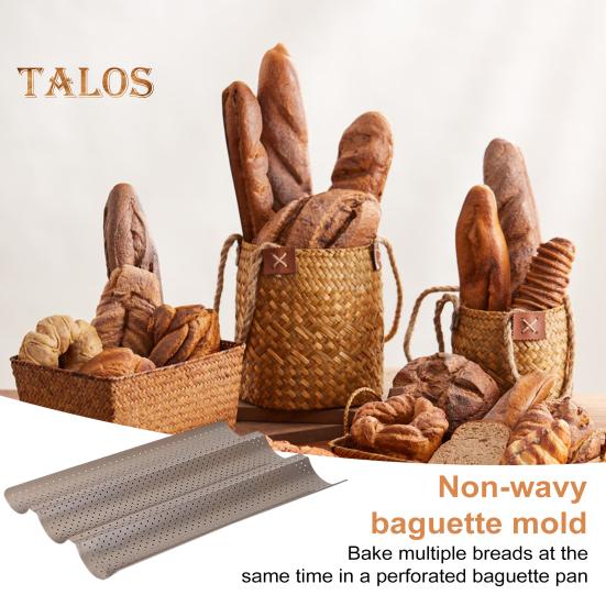 Форма для багета, антипригарная волнистая форма для багета, перфорированный противень для выпечки багета из итальянского хлеба на закваске