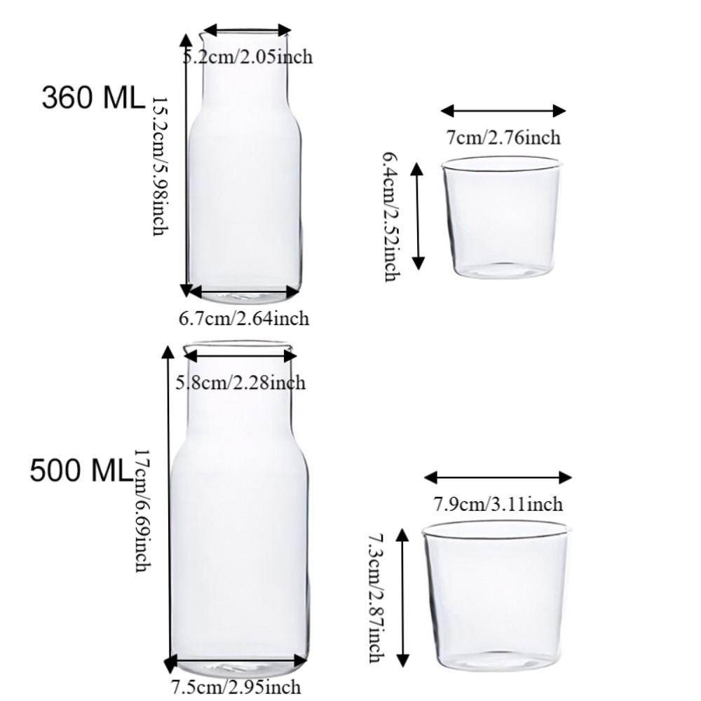 With Cup Bedside Glass Water Carafe Heat-resistant Drink Pitcher Modern Tea Pot For Single