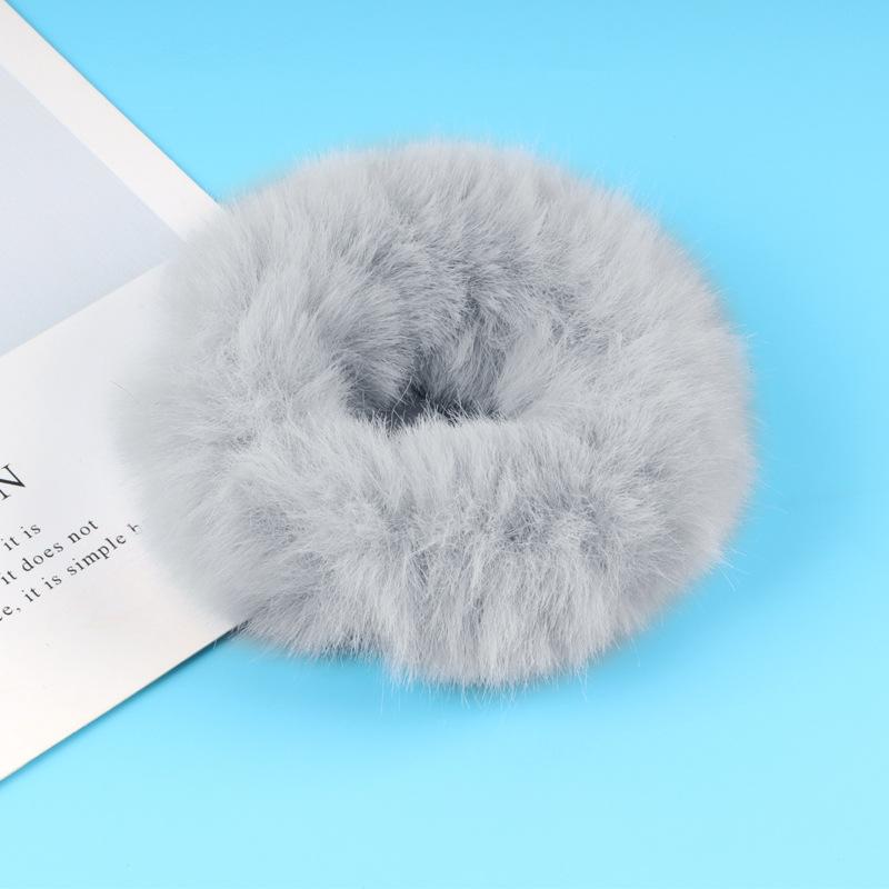 Scrunchies Fur Hair Ties Fuzzy Fur Band Rope Wristband Ring Ponytail Holder Accessories for Women Girls Multi-colored