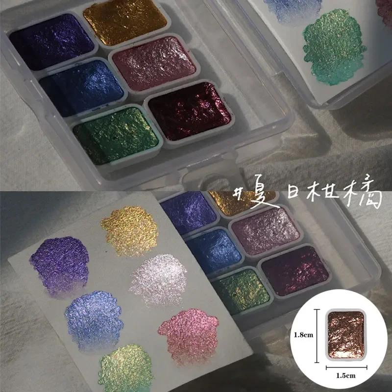Nail Solid Pigment Nail Art Decor Watercolor Manicure Metallic Paint Draw Chrome Glitter Powder Flowers Nails Set