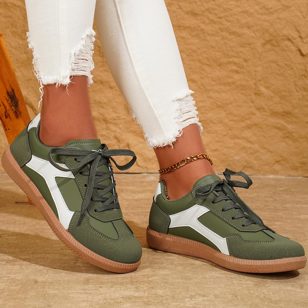 Fashion Spring and Autumn Women Flat Fashion Soft Sole Lace Up Walking Shoes Woman Lightweight Comfort Low Top Sneakers Zapatos De Mujer