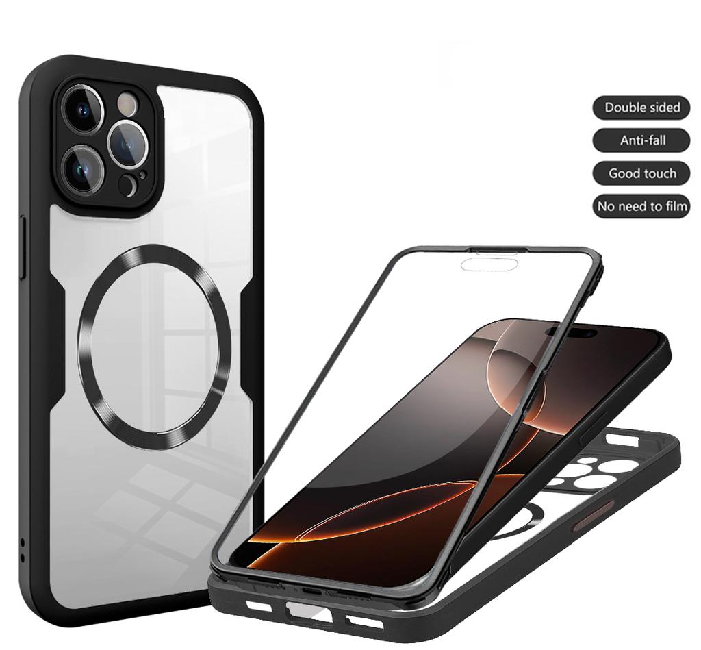 Чехол для телефона с полной защитой на 360° Magsafe для iPhone 16 15 13 11 14 12 Pro Max 16 15 Plus Funda Беспроводная зарядка Противоударный чехол