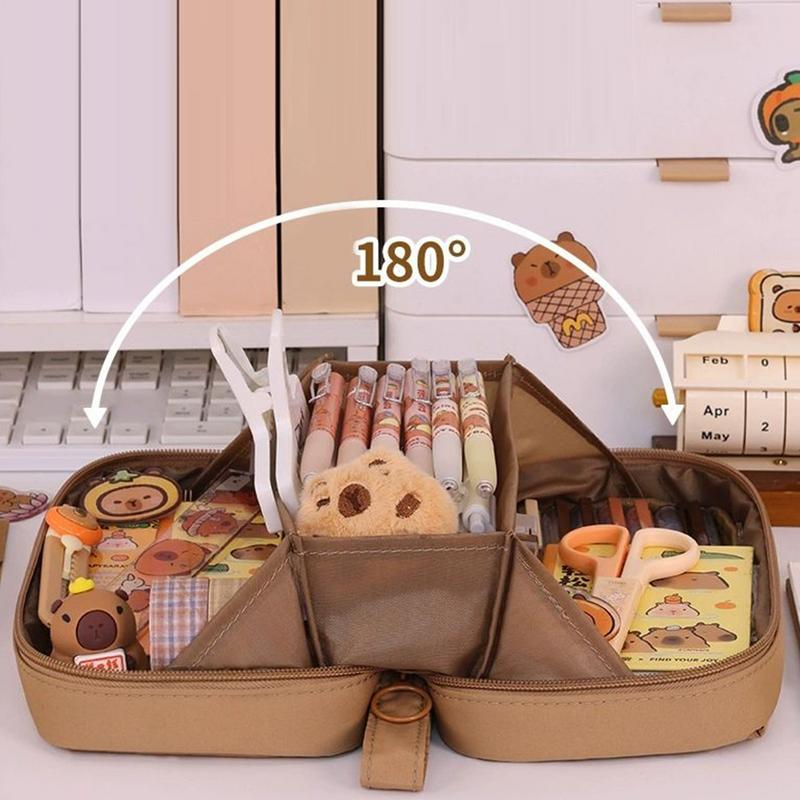 Набор канцтоваров с капибарой Милый пенал с наклейками, скрепками, блокнотом, плюшевой брошью, карандашом-хайлайтером, сумкой для хранения для студентов