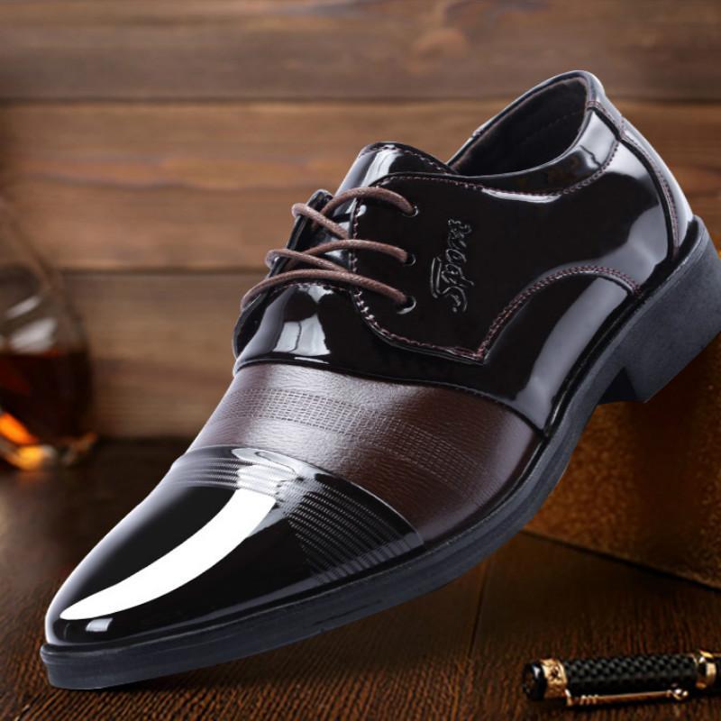 2024 Height Increasing Men Leather Business Shoes Patent Leather Trendy British Dress Suits Hidden Heeled Party Oxfords