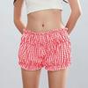 Pajama Shorts Women's Cute Baggy Style Elastic Low Plaid Boxer Bottoms Sexy Casual Summer Sleepwear