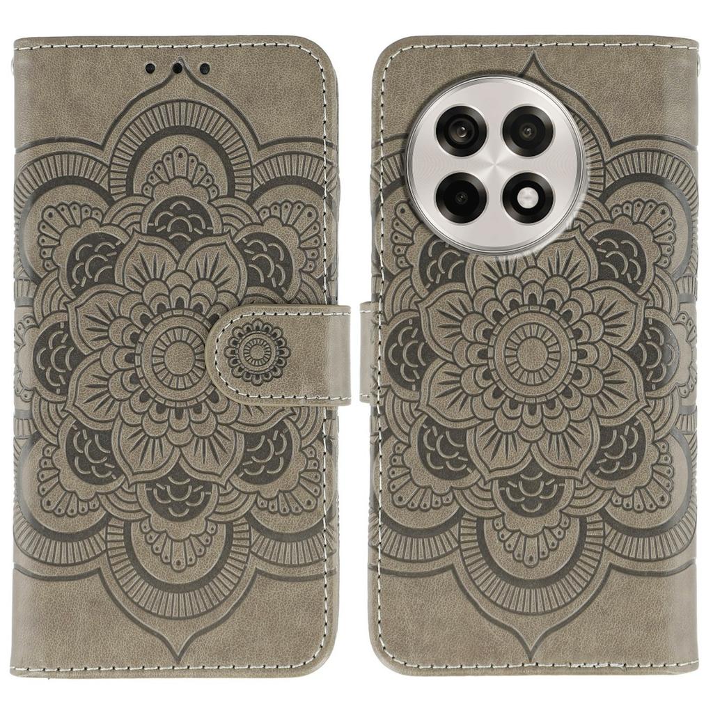 For OnePlus Ace 5 5G/Ace 5 Pro 5G/13R 5G Case PU Leather Mandala Imprinted Design Wallet Phone Cover with Wrist Strap