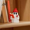 Mini Ghost Statue 3D Printed Halloween Figurine, Red Hat Reading Decor Statue, Holding Coffee Sculpture for Holiday Party Decoration Figurine
